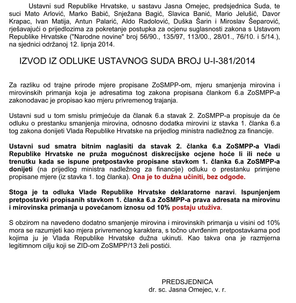 HZMO - povrat mirovine